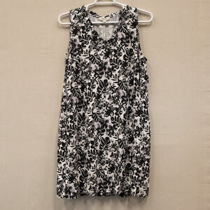 Briggs floral black and white sleeveless shift dress-XXL